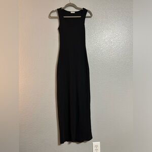 black ribbed sleeveless stretch maxi dress size medium